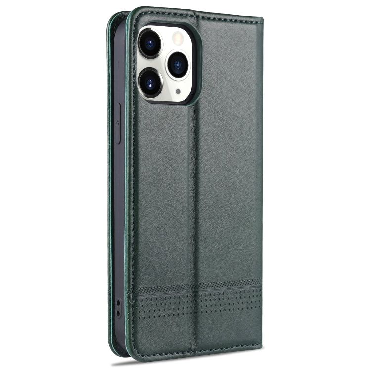For iPhone 13 Pro Max AZNS Magnetic Calf Texture Horizontal Flip Leather Case with Card Slots & Holder & Wallet (Dark Green)