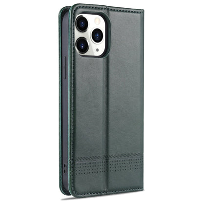 For iPhone 13 Pro Max AZNS Magnetic Calf Texture Horizontal Flip Leather Case with Card Slots & Holder & Wallet (Dark Green)