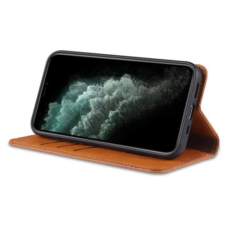 For iPhone 13 Pro Max AZNS Magnetic Calf Texture Horizontal Flip Leather Case with Card Slots & Holder & Wallet (Dark Green)