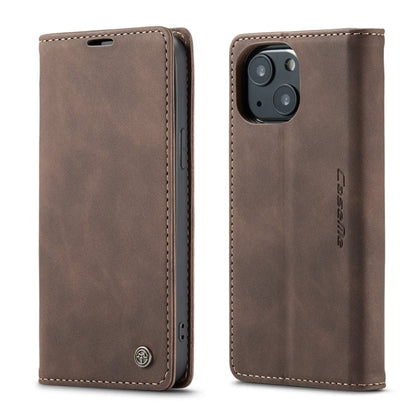 For iPhone 13 CaseMe-013 Multifunctional Retro Frosted Horizontal Flip Leather Case with Card Slot & Holder & Wallet(Coffee)