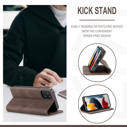 For iPhone 13 CaseMe-013 Multifunctional Retro Frosted Horizontal Flip Leather Case with Card Slot & Holder & Wallet(Coffee)