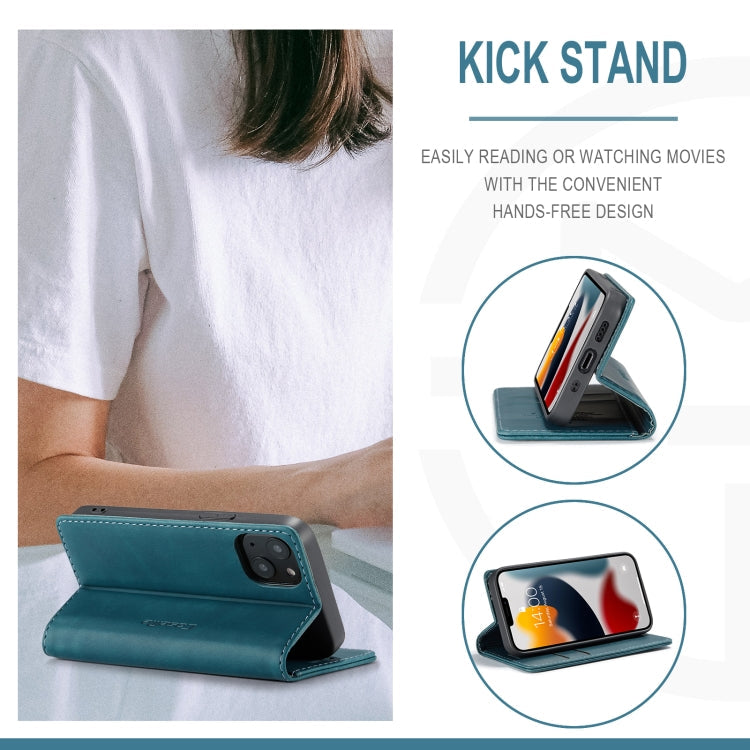 For iPhone 13 CaseMe-013 Multifunctional Retro Frosted Horizontal Flip Leather Case with Card Slot & Holder & Wallet(Blue)