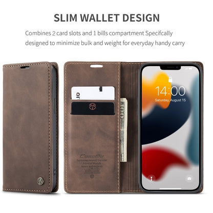 For iPhone 13 Pro Max CaseMe-013 Multifunctional Retro Frosted Horizontal Flip Leather Case with Card Slot & Holder & Wallet (Coffee)