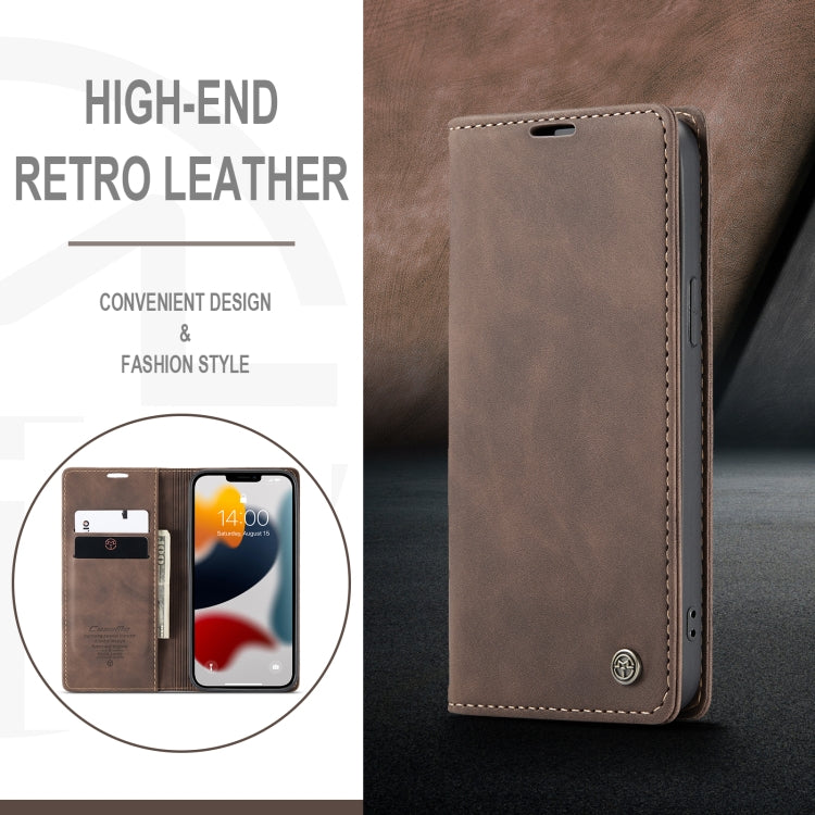For iPhone 13 Pro Max CaseMe-013 Multifunctional Retro Frosted Horizontal Flip Leather Case with Card Slot & Holder & Wallet (Coffee)
