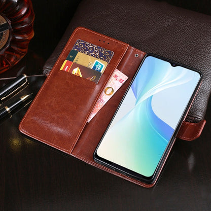 idewei Crazy Horse Texture Horizontal Flip Leather Case with Holder & Card Slots & Wallet For vivo Y53S 5G(Black)
