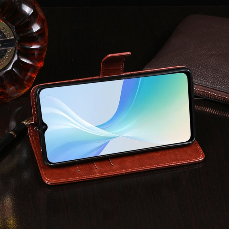 idewei Crazy Horse Texture Horizontal Flip Leather Case with Holder & Card Slots & Wallet For vivo Y53S 5G(Rose Red)