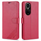 Étui en cuir AZNS à rabat horizontal texture peau de mouton avec support, fentes pour cartes et portefeuille pour Honor 50 (rouge)