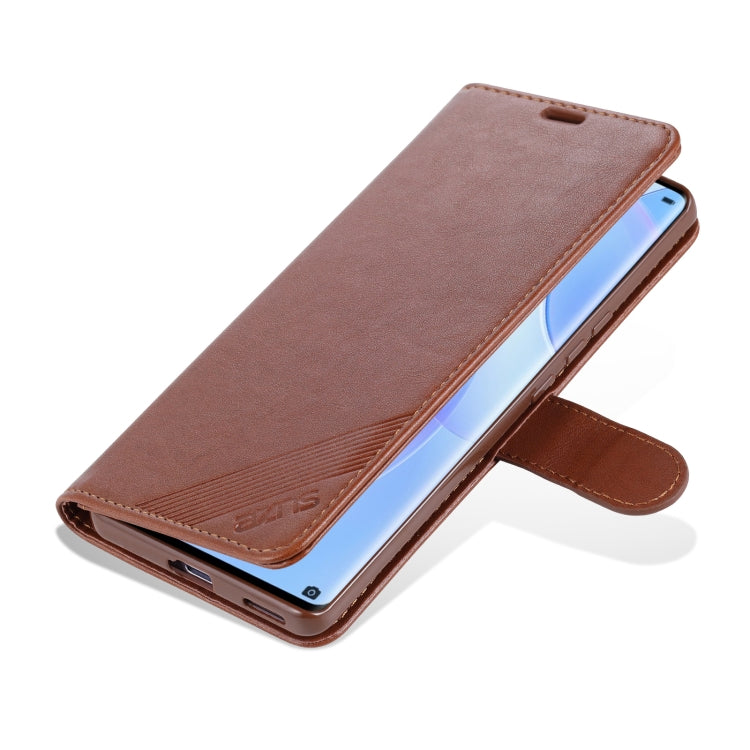AZNS Sheepskin Texture Horizontal Flip Leather Case with Holder & Card Slots & Wallet For Honor 50(Brown)