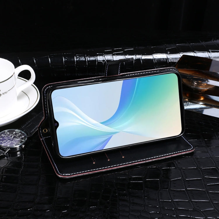 For vivo Y53s 5G idewei Crocodile Texture Horizontal Flip Leather Case with Holder & Card Slots & Wallet(Dark Blue)
