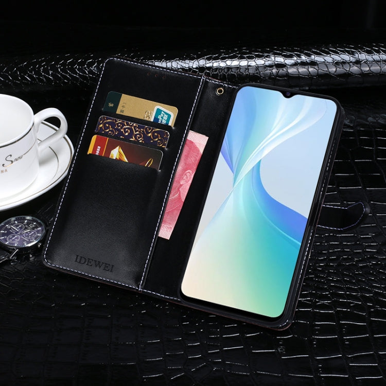 For vivo Y53s 5G idewei Crocodile Texture Horizontal Flip Leather Case with Holder & Card Slots & Wallet(Dark Blue)