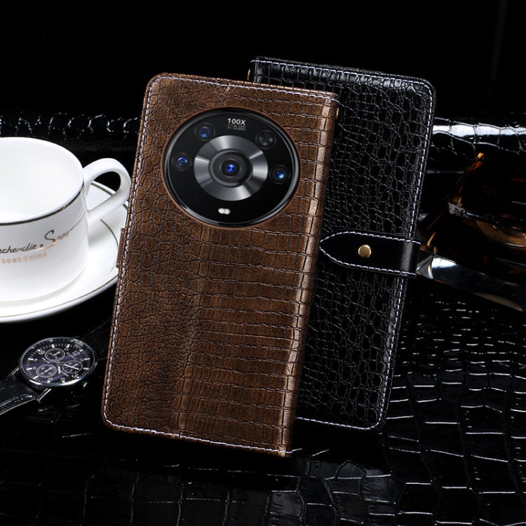 For Honor Magic3 Pro idewei Crocodile Texture Horizontal Flip Leather Case with Holder & Card Slots & Wallet(Dark Blue)