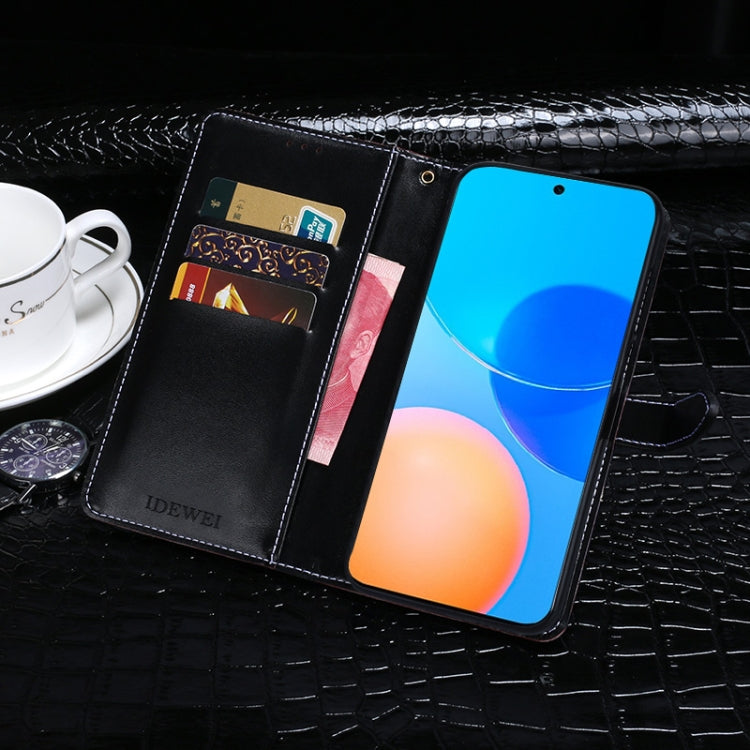 For Honor Play 5T Pro idewei Crocodile Texture Horizontal Flip Leather Case with Holder & Card Slots & Wallet(Black)