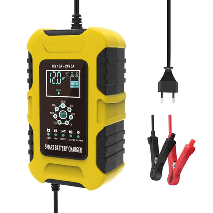 Chargeur de batterie intelligent FOXSUR 10A 12V 7 segments pour moto/voiture, Type de prise:Prise US (Jaune)