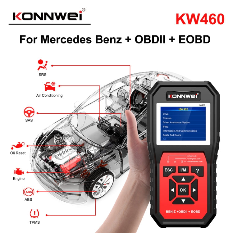 Instrument de diagnostic de panne de testeur de batterie plomb-acide 12 V KONNWEI KW460 de voiture 2,8 pouces