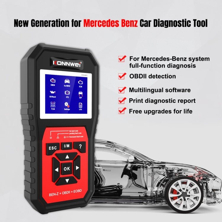 Instrument de diagnostic de panne de testeur de batterie plomb-acide 12 V KONNWEI KW460 de voiture 2,8 pouces