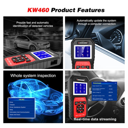 Instrument de diagnostic de panne de testeur de batterie plomb-acide 12 V KONNWEI KW460 de voiture 2,8 pouces
