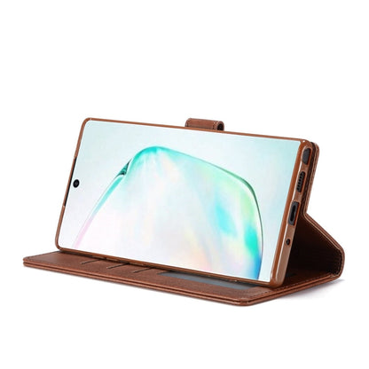 Pour Galaxy Note 10 Plus Étui en cuir à rabat horizontal LC.IMEEKE texture veau, avec support et fentes pour cartes et portefeuille (noir)