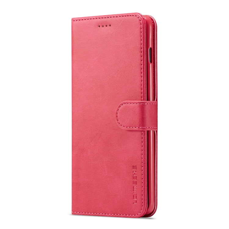 For Galaxy S10 LC.IMEEKE Calf Texture Horizontal Flip Leather Case, with Holder & Card Slots & Wallet(Rose Red)