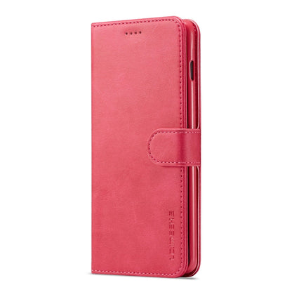 For Galaxy S10 LC.IMEEKE Calf Texture Horizontal Flip Leather Case, with Holder & Card Slots & Wallet(Rose Red)