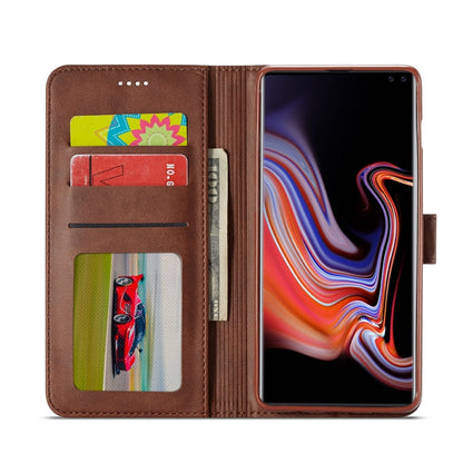 For Galaxy S10 LC.IMEEKE Calf Texture Horizontal Flip Leather Case, with Holder & Card Slots & Wallet(Rose Red)