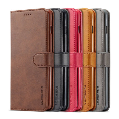 For Galaxy S10 LC.IMEEKE Calf Texture Horizontal Flip Leather Case, with Holder & Card Slots & Wallet(Rose Red)
