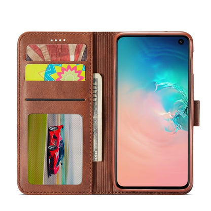 For Galaxy S10e LC.IMEEKE Calf Texture Horizontal Flip Leather Case, with Holder & Card Slots & Wallet(Brown)