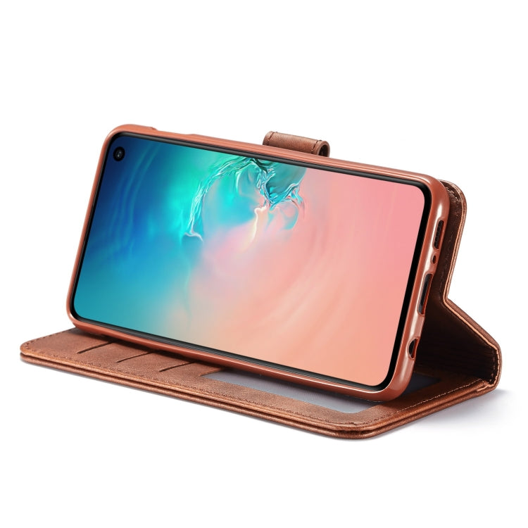 For Galaxy S10e LC.IMEEKE Calf Texture Horizontal Flip Leather Case, with Holder & Card Slots & Wallet(Brown)