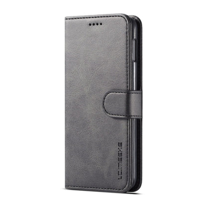 Pour Galaxy S10e LC.IMEEKE Étui en cuir à rabat horizontal texture veau, avec support et fentes pour cartes et portefeuille (Noir)