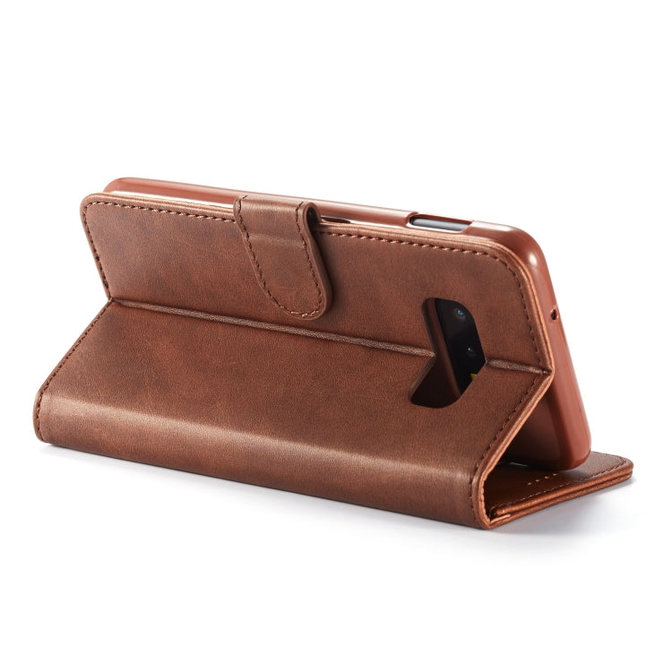 Pour Galaxy S10e LC.IMEEKE Étui en cuir à rabat horizontal texture veau, avec support et fentes pour cartes et portefeuille (Noir)
