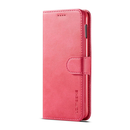 For Galaxy S10e LC.IMEEKE Calf Texture Horizontal Flip Leather Case, with Holder & Card Slots & Wallet(Rose Red)