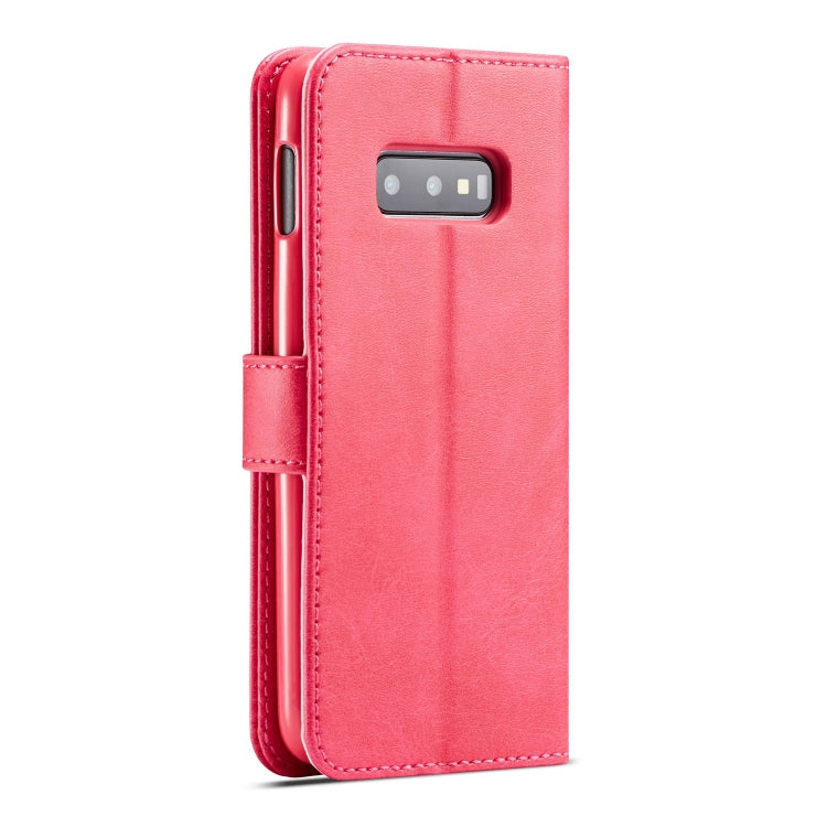 For Galaxy S10e LC.IMEEKE Calf Texture Horizontal Flip Leather Case, with Holder & Card Slots & Wallet(Rose Red)