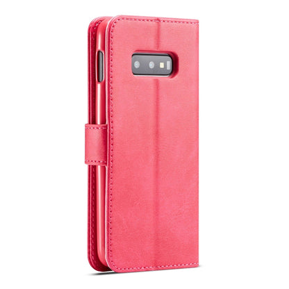 For Galaxy S10e LC.IMEEKE Calf Texture Horizontal Flip Leather Case, with Holder & Card Slots & Wallet(Rose Red)