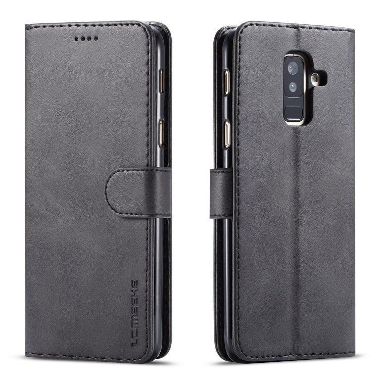 For Galaxy A6 Plus (2018) LC.IMEEKE Calf Texture Horizontal Flip Leather Case, with Holder & Card Slots & Wallet(Black)