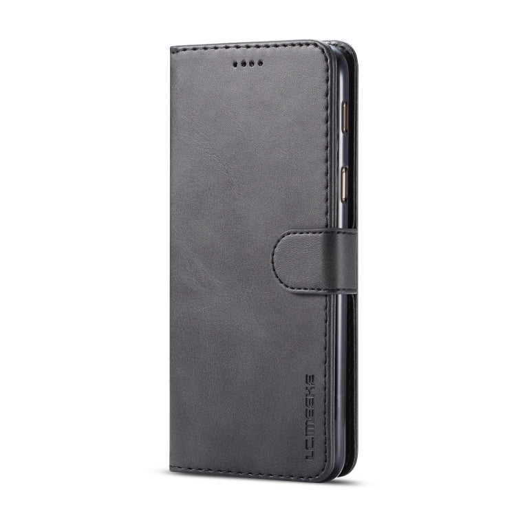 For Galaxy A6 Plus (2018) LC.IMEEKE Calf Texture Horizontal Flip Leather Case, with Holder & Card Slots & Wallet(Black)