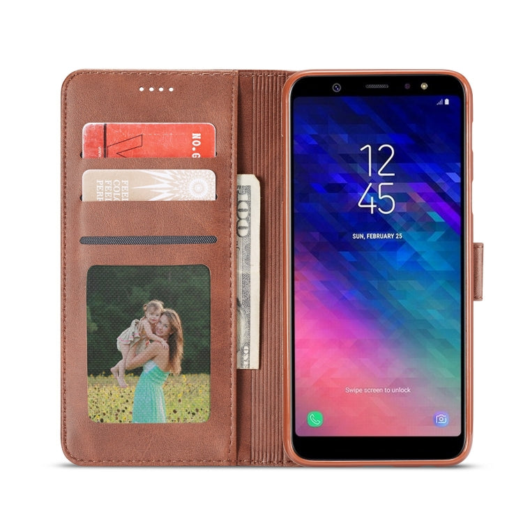 For Galaxy A6 Plus (2018) LC.IMEEKE Calf Texture Horizontal Flip Leather Case, with Holder & Card Slots & Wallet(Black)