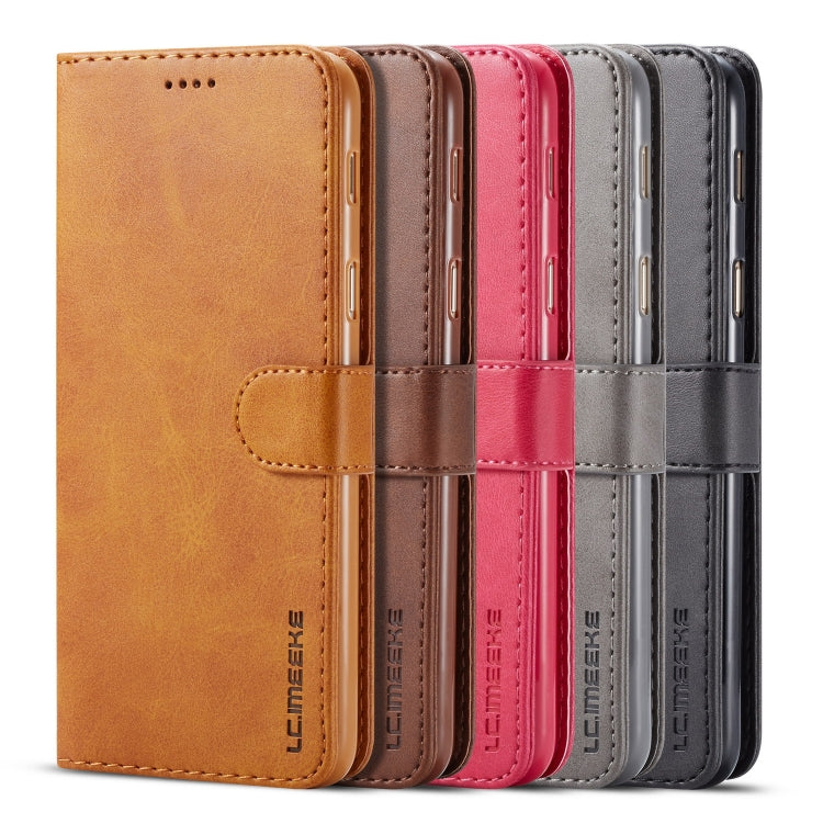 For Galaxy A6 Plus (2018) LC.IMEEKE Calf Texture Horizontal Flip Leather Case, with Holder & Card Slots & Wallet(Black)
