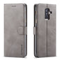 For Galaxy A6 Plus (2018) LC.IMEEKE Calf Texture Horizontal Flip Leather Case, with Holder & Card Slots & Wallet(Grey)