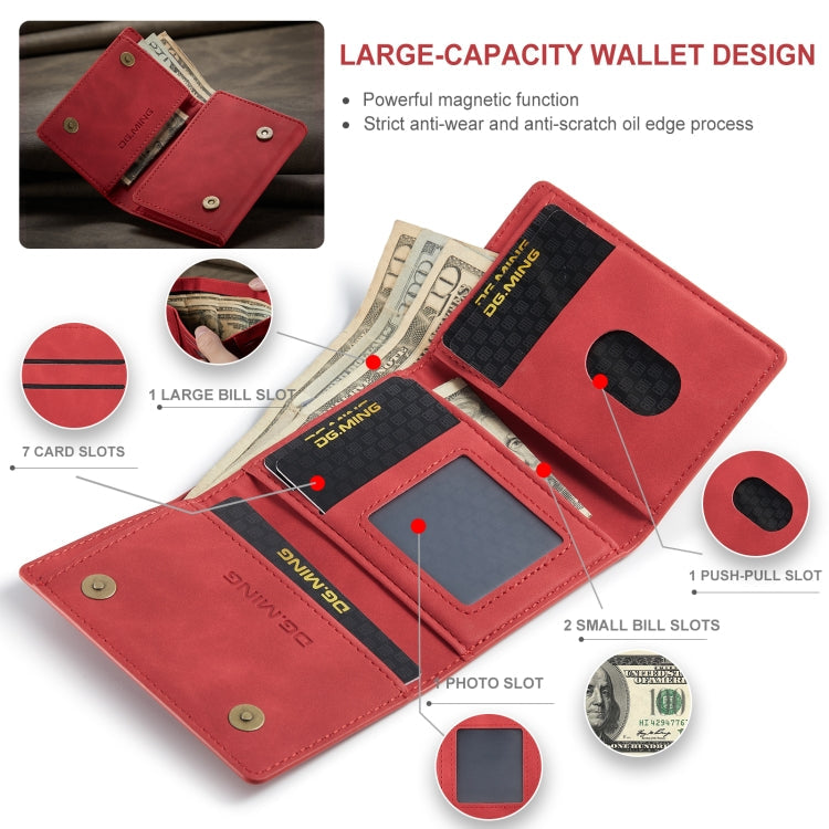 DG.MING M1 Series 3-Fold Multi Card Wallet(Red)
