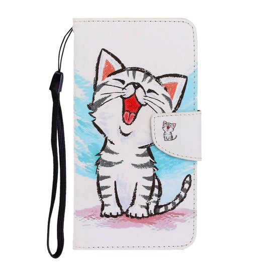 For iPhone SE 2022 / SE 2020 / 8 / 7 3D Colored Drawing Horizontal Flip PU Leather Case with Holder & Card Slots & Wallet(Red Mouth Cat)