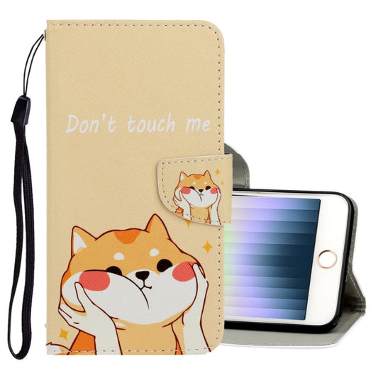 For iPhone SE 2022 / SE 2020 / 8 / 7 3D Colored Drawing Horizontal Flip PU Leather Case with Holder & Card Slots & Wallet(Shiba Inu)