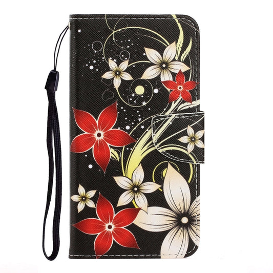 For iPhone SE 2022 / SE 2020 / 8 / 7 3D Colored Drawing Horizontal Flip PU Leather Case with Holder & Card Slots & Wallet(Red Flower)