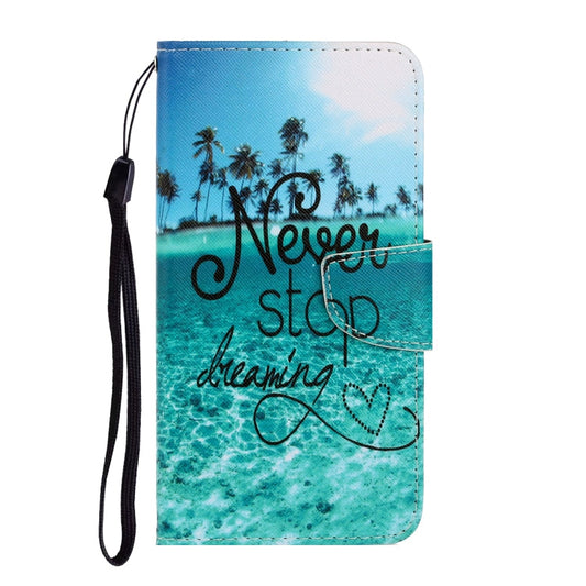 For iPhone SE 2022 / SE 2020 / 8 / 7 3D Colored Drawing Horizontal Flip PU Leather Case with Holder & Card Slots & Wallet(Blue Coconut Grove)