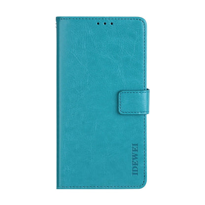 For Motorola Moto E20 idewei Crazy Horse Texture Leather Phone Case with Holder & Card Slots & Wallet(Sky Blue)