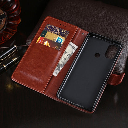 For Motorola Moto E20 idewei Crazy Horse Texture Leather Phone Case with Holder & Card Slots & Wallet(Sky Blue)