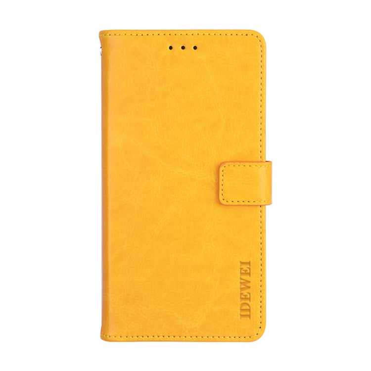 For Motorola Moto E20 idewei Crazy Horse Texture Leather Phone Case with Holder & Card Slots & Wallet(Yellow)