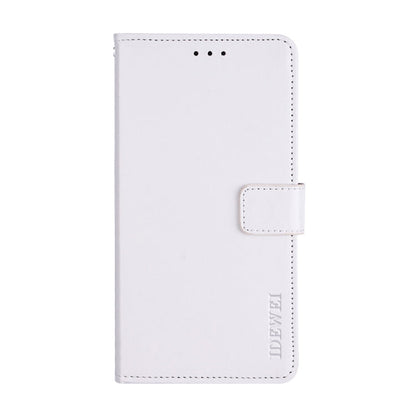 For Motorola Moto E20 idewei Crazy Horse Texture Leather Phone Case with Holder & Card Slots & Wallet(White)