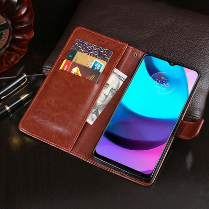 For Motorola Moto E20 idewei Crazy Horse Texture Leather Phone Case with Holder & Card Slots & Wallet(White)