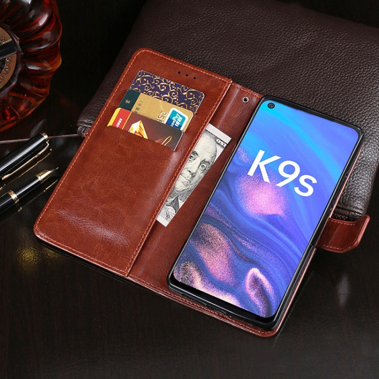 For OPPO K9s idewei Crazy Horse Texture Leather Phone Case with Holder & Card Slots & Wallet(Black)