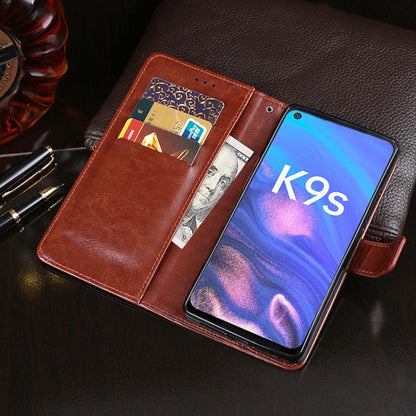 For OPPO K9s idewei Crazy Horse Texture Leather Phone Case with Holder & Card Slots & Wallet(Black)