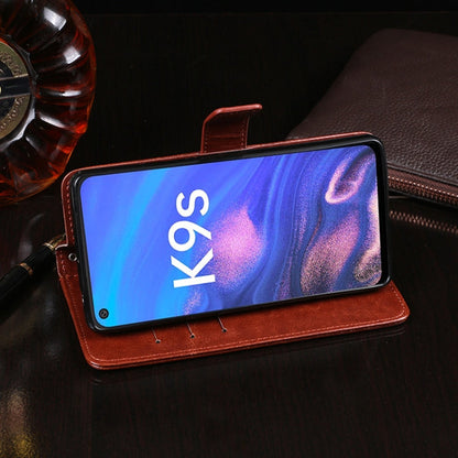 For OPPO K9s idewei Crazy Horse Texture Leather Phone Case with Holder & Card Slots & Wallet(Sky Blue)